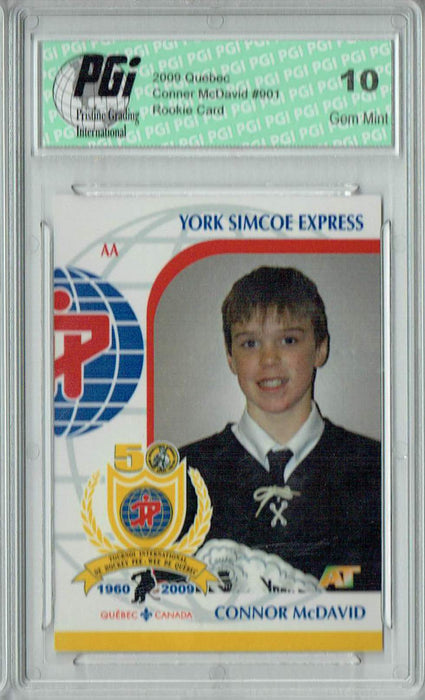Connor McDavid 2009 Quebec #910 PeeWee Tournament 1st Rookie Card PGI 10