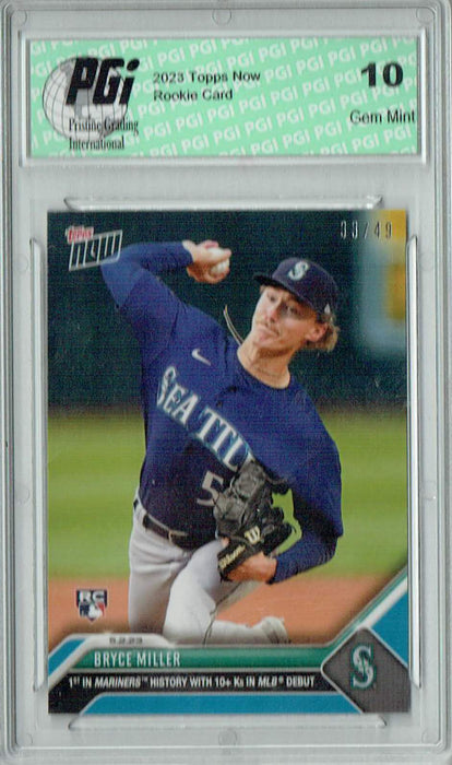 Bryce Miller 2023 Topps Now #225 Blue SP 49 Made Rookie Card PGI 10