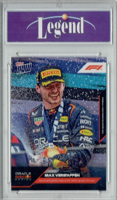 Certified Mint+ Max Verstappen 2023 Topps Now #18 Oracle Red Bull Racing 40th Career Win Formula 1 Card