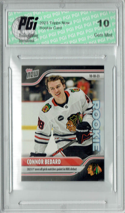Connor Bedard 2023 Topps Now #1 1st NHL Game Rookie Card PGI 10