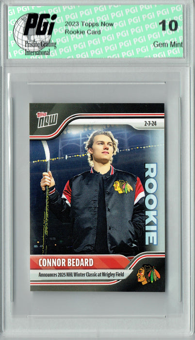 Connor Bedard 2024 Topps Now #114 Winter Classic Rookie Card PGI 10 Sticker