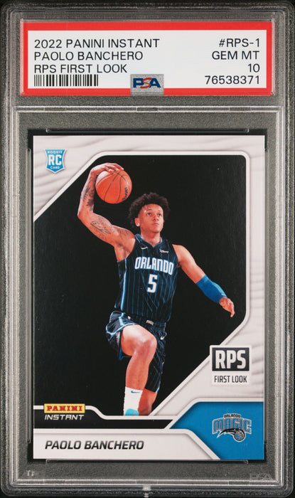 PSA 10 GEM-MT Paolo Banchero 2022 Panini Instant #RPS1-1 Rookie Card RPS First Look