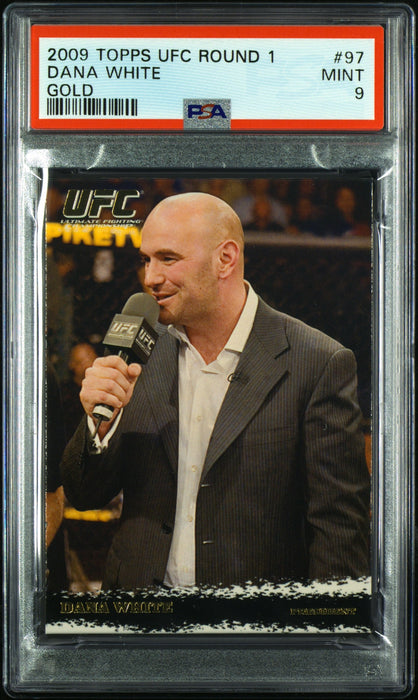 $ PSA 8 NM-MT Dana White 2009 Topps UFC Round 1 #97 Rookie Card Thick GOLD SP