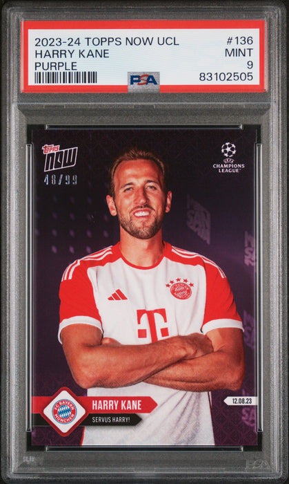 PSA 9 MINT Harry Kane 2023 Topps Now #136 Rare Trading Card Purple SP 99 Made