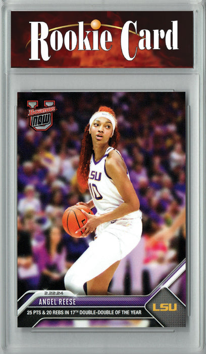 Certified Mint+ Angel Reese 2023 Bowman University Now #53 17th Double Double Rookie Card LSU Tigers