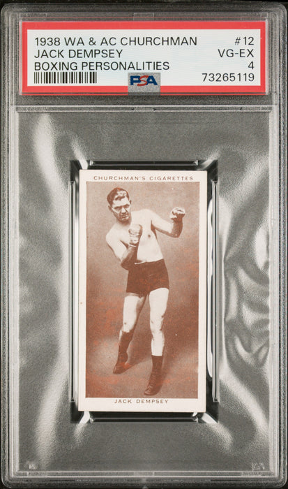 PSA 4 VG-EX Jack Dempsey 1938 WA & AC Churchman #12 Rare Trading Card Boxing Personalities