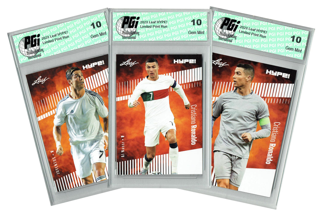 3) Cristiano Ronaldo 2020-23 Leaf HYPE! Portugal Juventus Al Nassr Card PGI 10