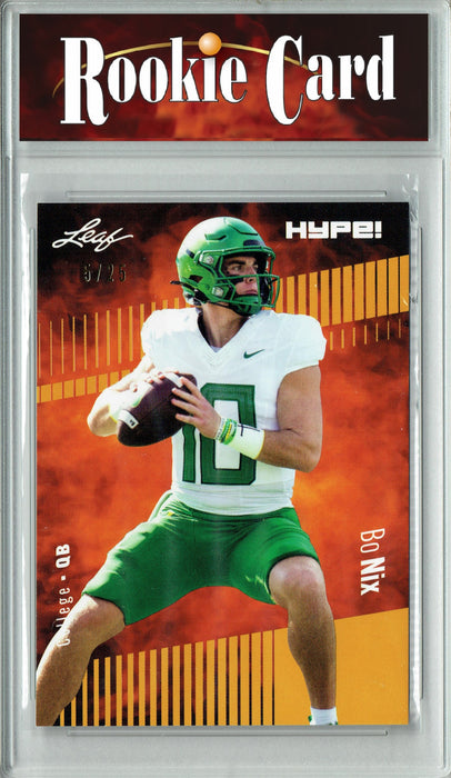 Certified Mint+ Bo Nix 2023 Leaf HYPE! #103 Gold SP, Just 25 Made Rookie Card
