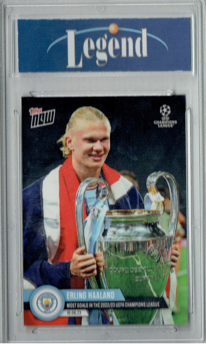 Certified Mint+ Erling Haaland 2023 Topps Now #123 Most Goals in the Champions League Man City Trading Card