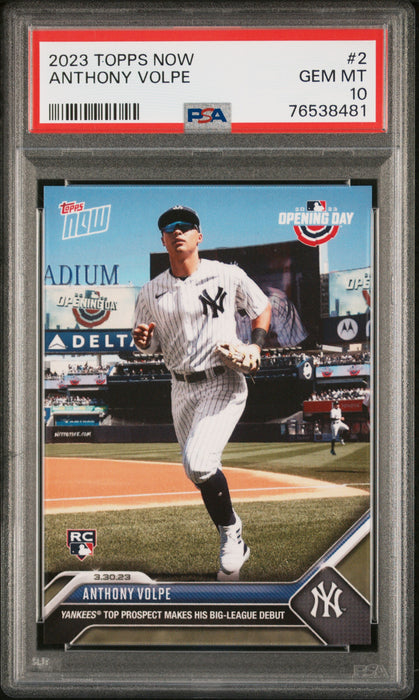 PSA 10 Anthony Volpe 2023 Topps Now #2 Rookie Card New York Yankees