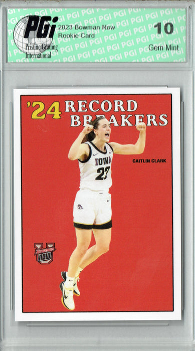 Caitlin Clark 2023 Bowman University Now #61SP Record Breakers Rookie Card PGI10