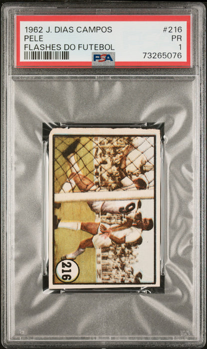 PSA 1 PR Pele 1962 J. Dias Campos #216 Rare Trading Card Flashes do Futbol