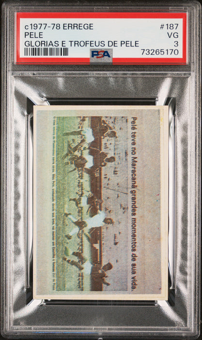 PSA 3 VG Pele 1977 Errege #187 Rare Trading Card Glorias e Trofeus de Pele
