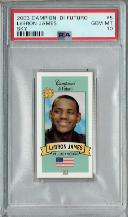 $ PSA 10 GEM-MT Lebron James 2003 Campioni Di Futuro #5 Rookie Card Blue Sky
