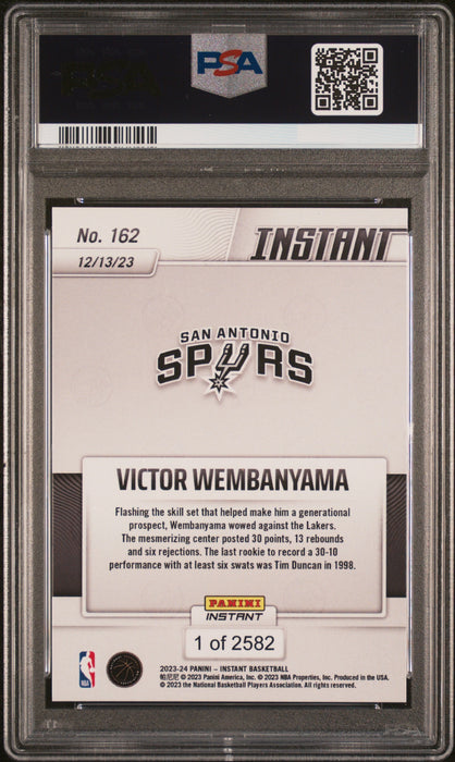 PSA 9 Victor Wembanyama 2023 Panini Instant #162 Only 2582 Made! Rookie Card