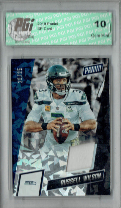 Russell Wilson 2019 Panini SP #26 Cracked Ice Jersey Patch #20/25 Card PGI 10