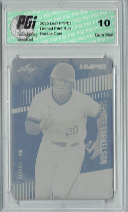 Spencer Torkelson 2020 LEAF HYPE! #41A Yellow Printing Plate 1 of 1 Rookie Card PGI 10