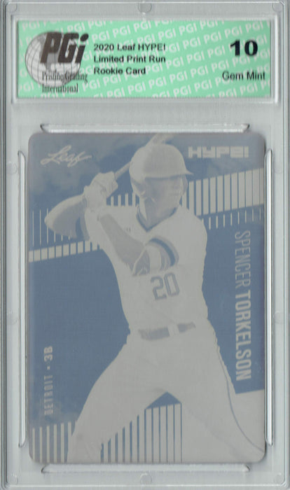 Spencer Torkelson 2020 LEAF HYPE! #41 Yellow Printing Plate 1 of 1 Rookie Card PGI 10