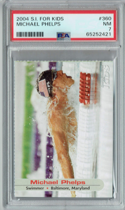 PSA 7 NM Michael Phelps 2004 S.I for Kids #360 Rookie Card