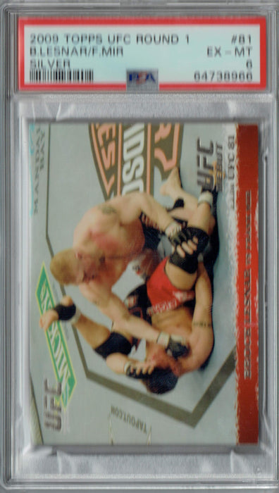 PSA 6 EX-MT Brock Lesnar 2009 Topps UFC Round 1 #81 Rookie Card Silver 288 Made