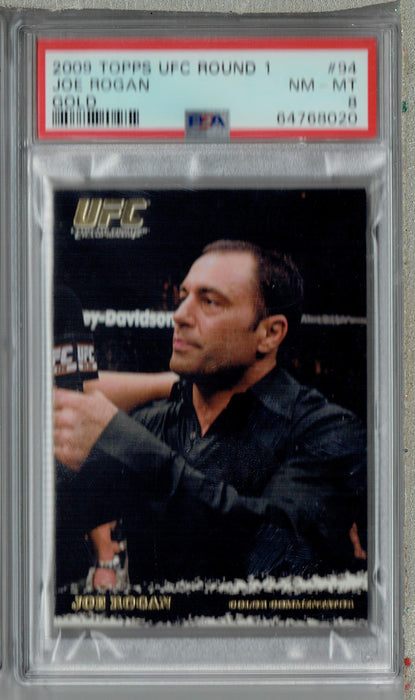 PSA 8 NM-MT Joe Rogan 2009 Topps UFC Round 1 #94 Rookie Card Thick Gold SP