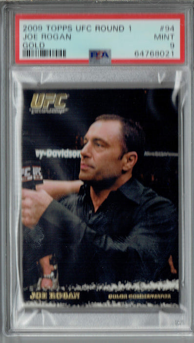 PSA 9 MINT Joe Rogan 2009 Topps UFC Round 1 #94 Rookie Card Thick Gold SP