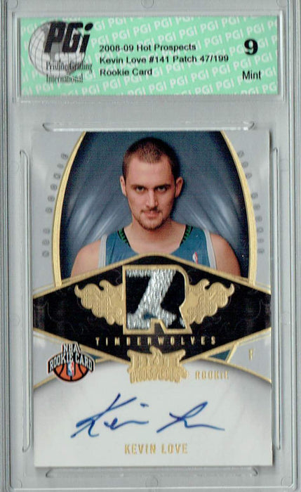 PGI 9 Kevin Love 2008 Fleer Hot Prospects #141 Patch Auto 47/99 Rookie Card