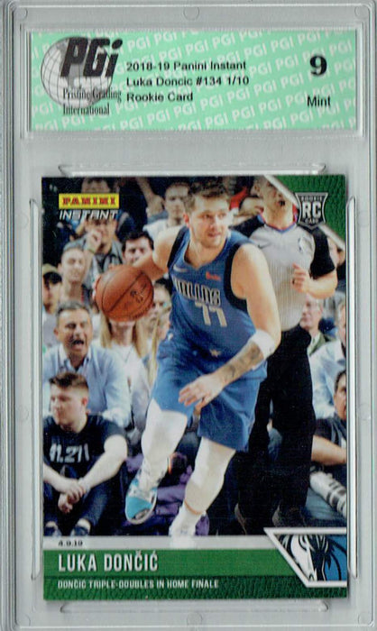 PGI 9 Luka Doncic 2018 Panini Instant #134 Green SP The #1/10 Rookie Card