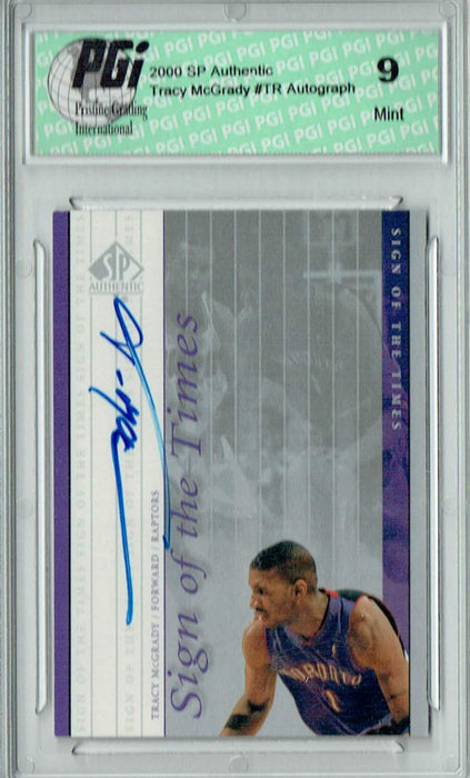 PGI 9 Tracy McGrady 2000 SP Authentic #TR Sign of the Times On Card Auto Trading Card