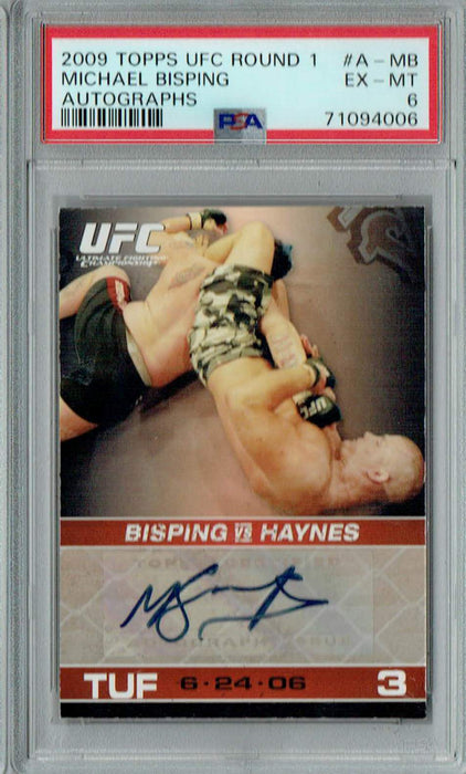 PSA 6 EX-MT Michael Bisping 2009 Topps UFC Round 1 #A-MB Rookie Card Auto