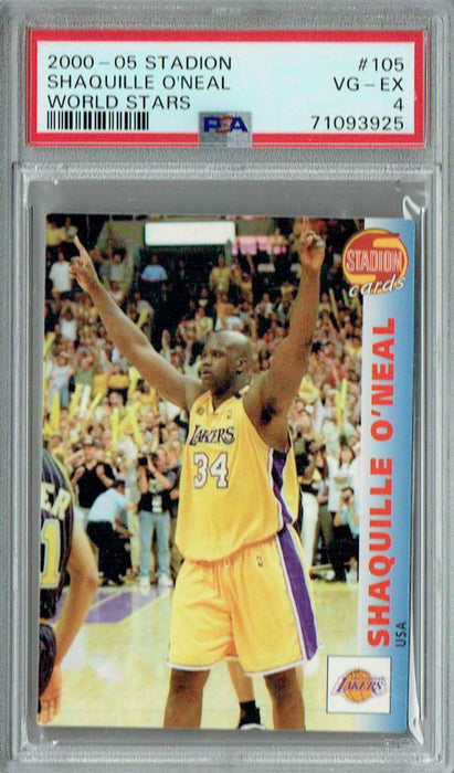 PSA 4 VG-EX Shaquille O'Neal 2000-05 Stadion #105 Rare Trading Card World Stars