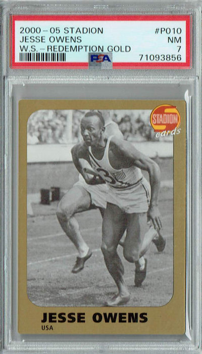 PSA 7 NM Jesse Owens 2000-05 Stadion #P010 Rare Trading Card W.S-Redemption Gold