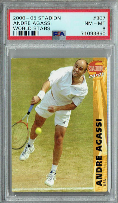 PSA 8 NM-MT Andre Agassi 2000-05 Stadion #307 Rare Trading Card World Stars