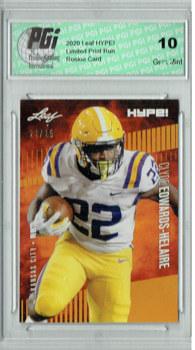 Clyde Edwards-Helaire 2020 Leaf HYPE! #36 Gold Jersey #22/25 Rookie Card PGI 10