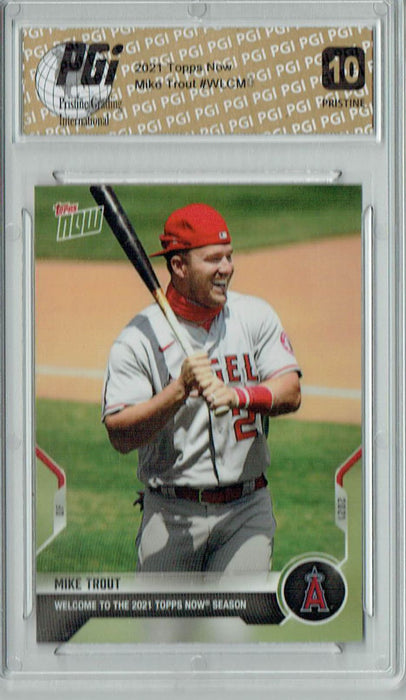 Mike Trout 2021 Topps Now #WLCM PRISTINE Rare Trading Card PGI 10