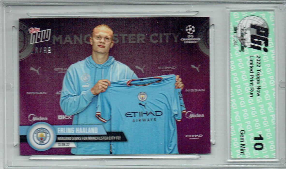 Erling Haaland 2022 Topps Now #PS01 Purple SP #16/99 Trading Card PGI 10