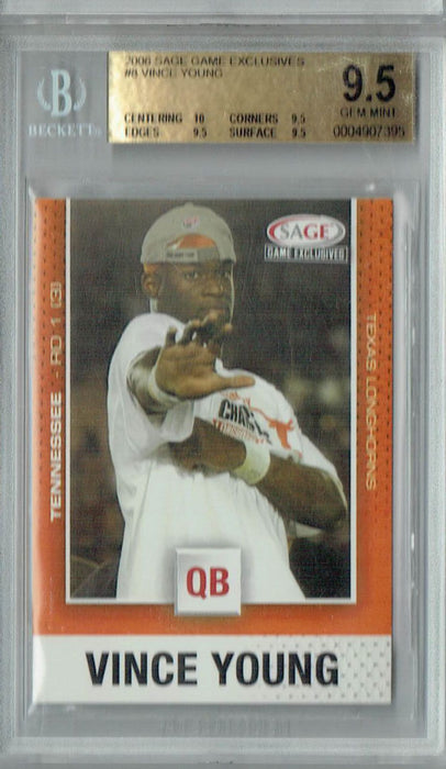 BGS 9.5 Gem Mint Vince Young 2006 Sage #8 Rookie Card Game Exclusives