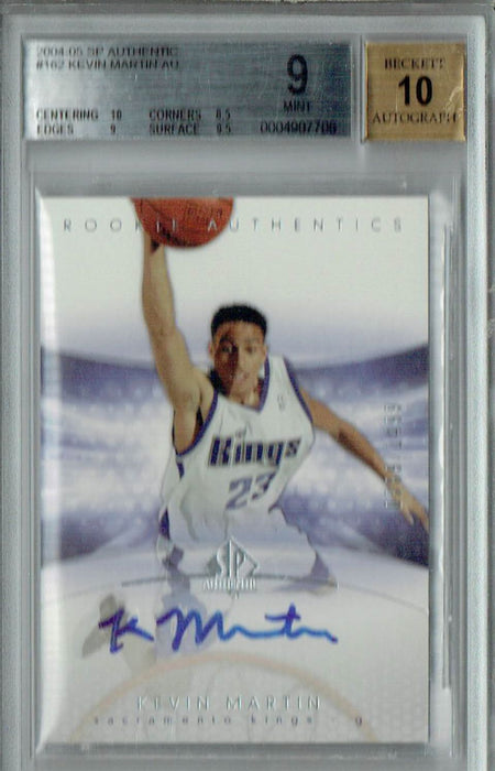 BGS 9 Mint Kevin Martin 2004 SP Authentic #162 Rookie Card Auto