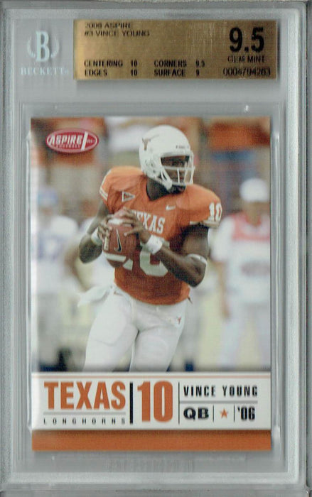 BGS 9.5 Gem Mint Vince Young 2006 Aspire Football #3 Rookie Card