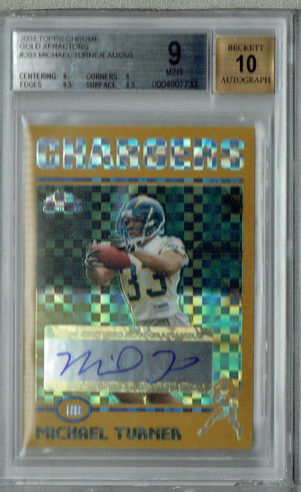 BGS 9 Mint Michael Turner 2004 Topps Chrome #203 Rookie Card Gold Xfractors Auto 190/250
