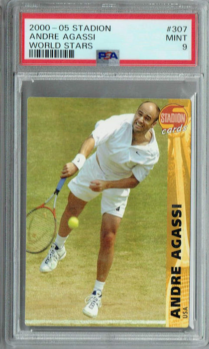 PSA 9 MINT Andre Agassi 2000-05 Stadion #307 Rare Trading Card World Stars