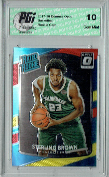 Sterling Brown 2017 Donruss Optic #165 Red & Yellow Rookie Card PGI 10