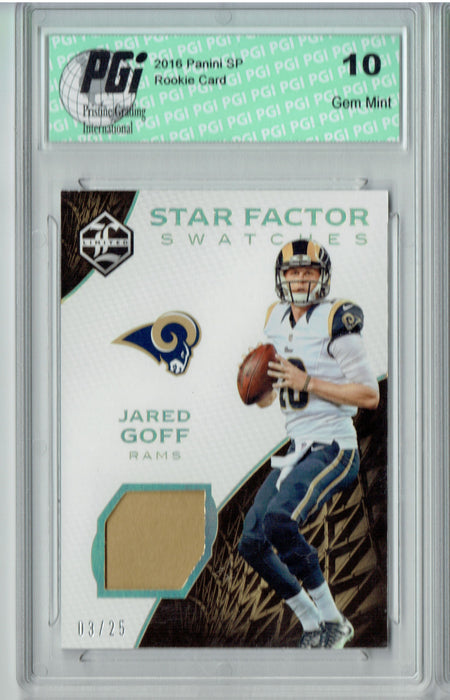 Jared Goff 2016 Limited #12 Star Factor 25 Made Rookie Card PGI 10