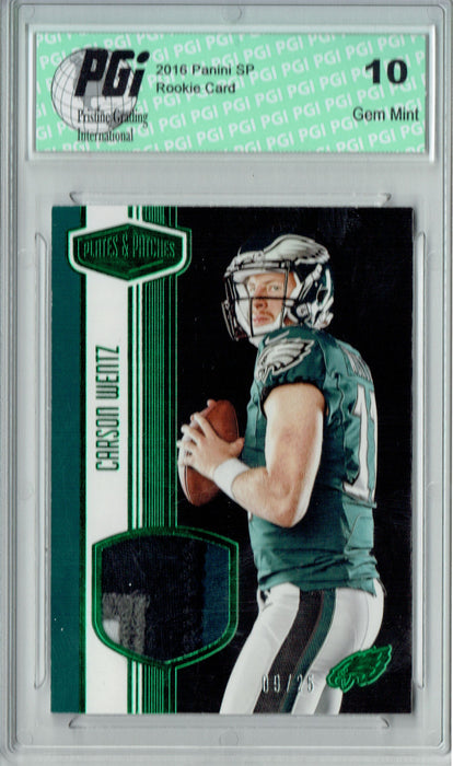 Carson Wentz 2016 Plates Patches #RMCW 4 Colr Patch 25 Made Rookie Card PGI 10