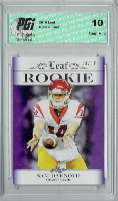 Sam Darnold 2018 Leaf Exclusive #RA-04 Purple Only 10 Made Rookie Card PGI 10