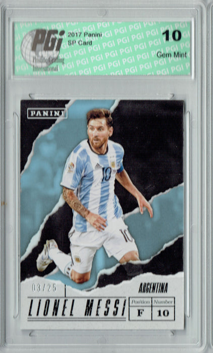 Lionel Messi 2016 Panini SP #LM Argentina World Cup SP #3/25 Card PGI 10