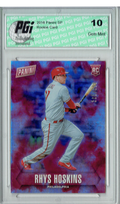 Rhys Hoskins 2018 Panini SP #63 Only 399 Made, Phillies Rookie Card PGI 10