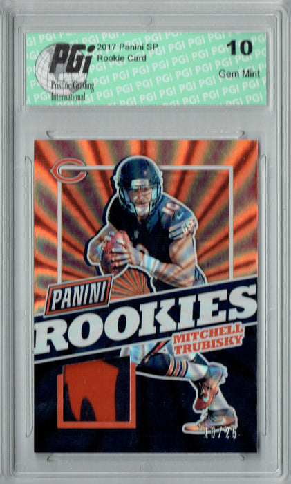 Mitchell Trubisky 2017 Panini #MT Lasers Patch #16/25 Rookie Card PGI 10