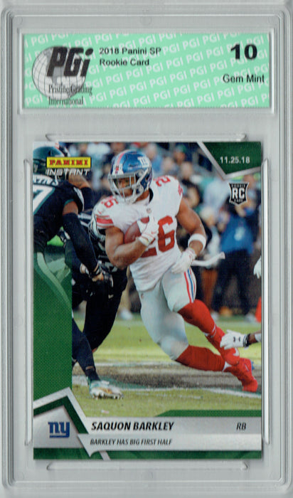 @ Saquon Barkley 2018 Panini Instant #108 Green Only 10 Made Rookie Card PGI 10