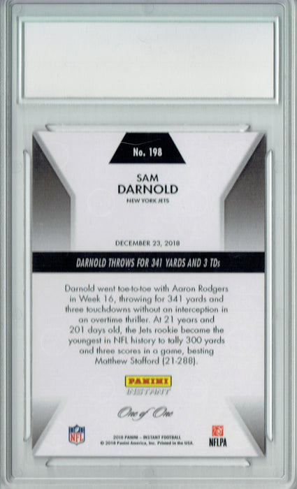Sam Darnold 2018 Panini Instant #198 Masterpiece True 1/ 1 Rookie Card PGI 10